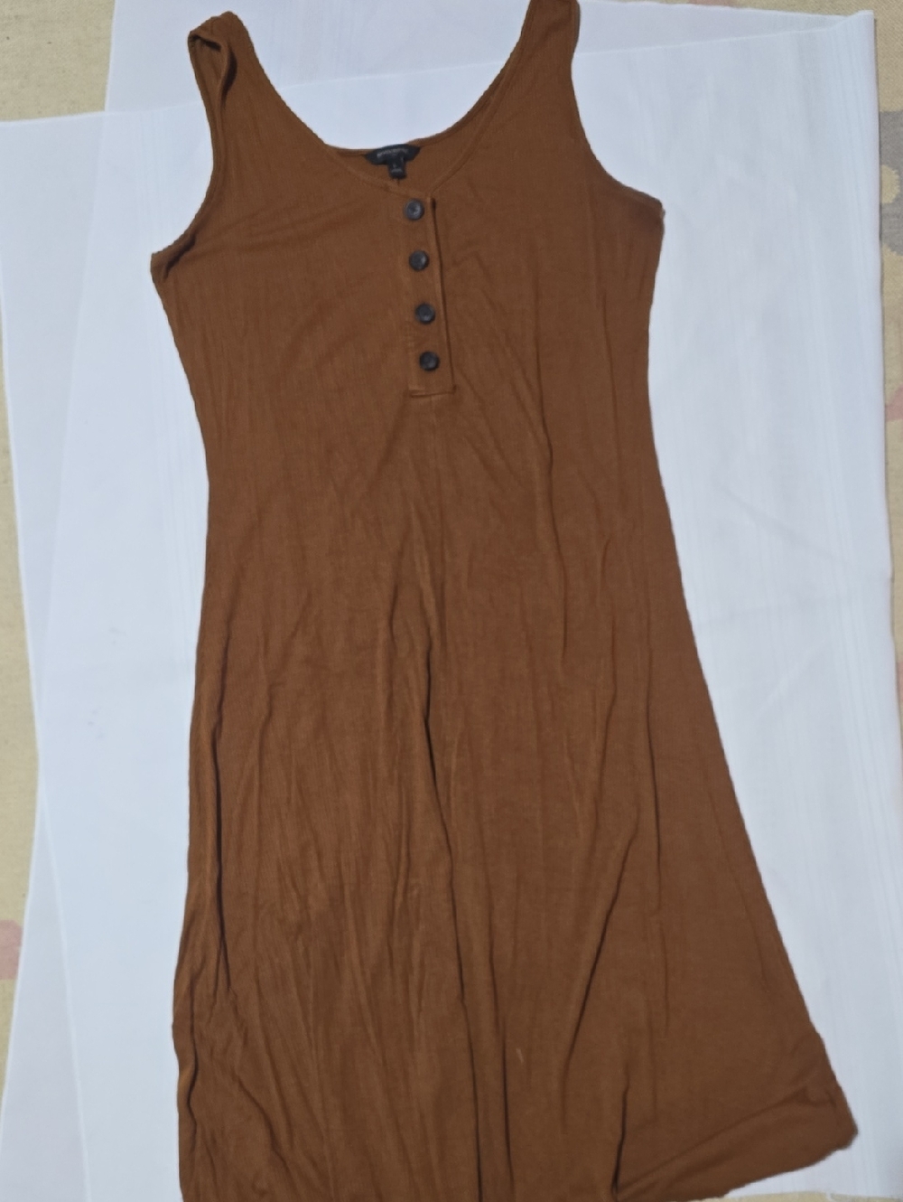 Women’s Brown Tank Dress with Button Front